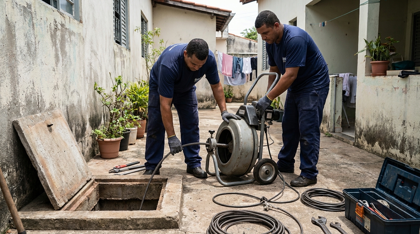 Desentupimento de rede de esgoto em Porto Seguro‑BA