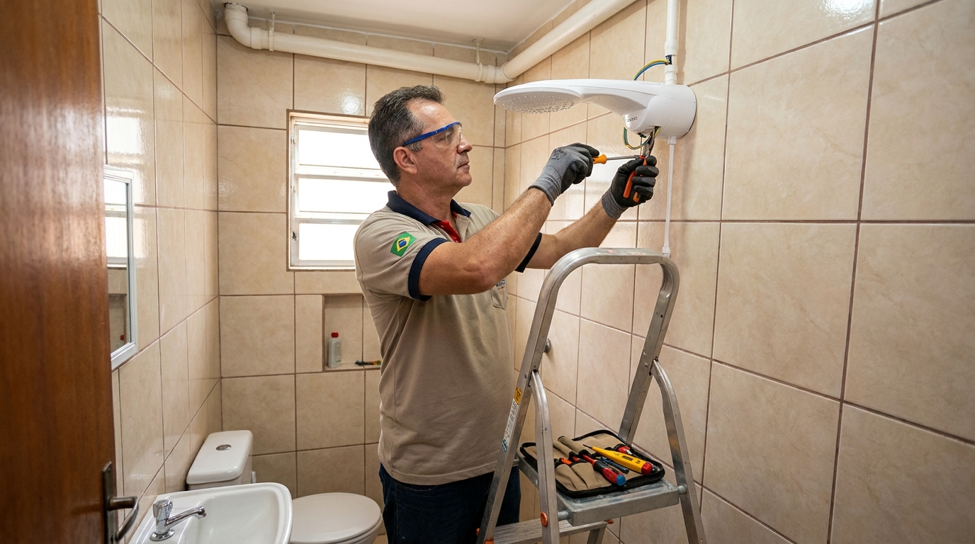 Instalação de chuveiro no banheiro em Porto Seguro‑BA