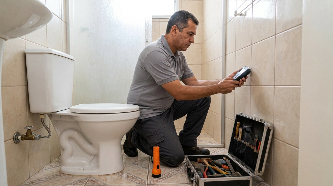 Técnico de caça vazamento com detector em Porto Seguro‑BA